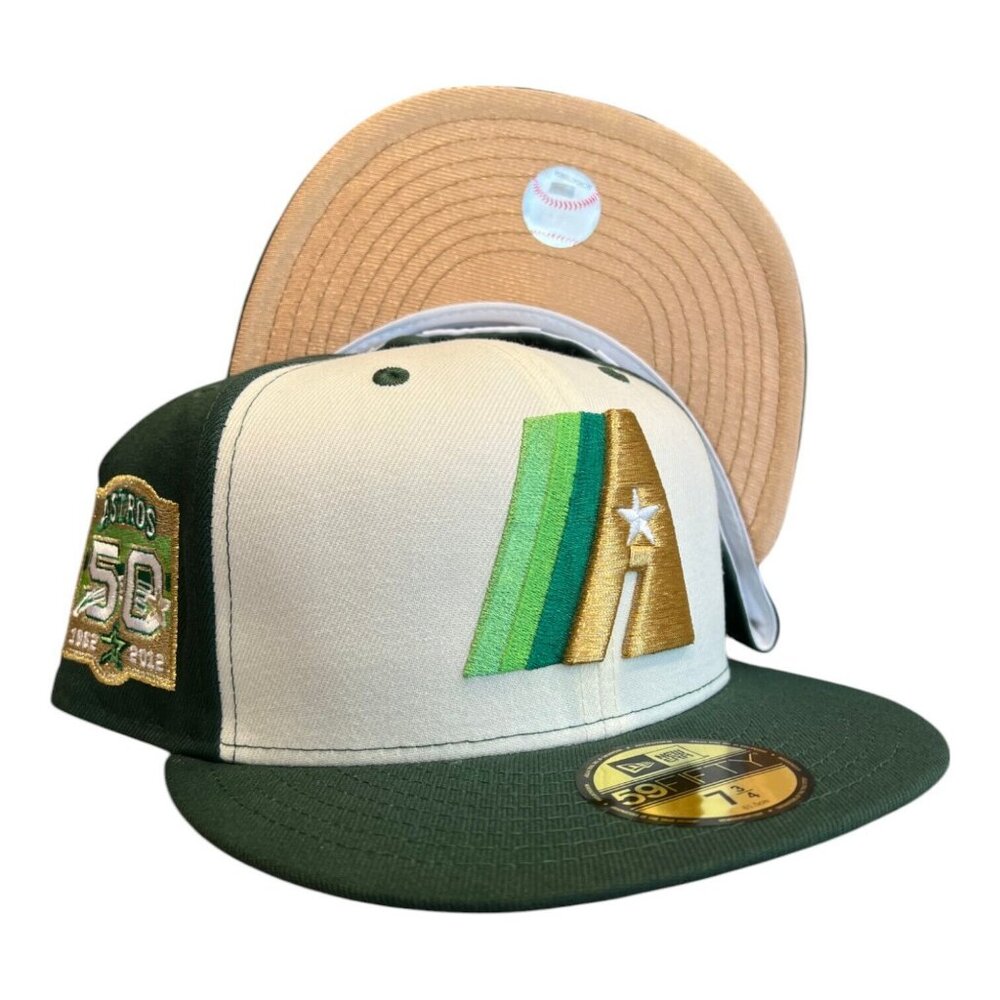 New Era Houston Astros 59FIFTY Fitted Hat Emerald Isle Pack 50 Year Patch size 8